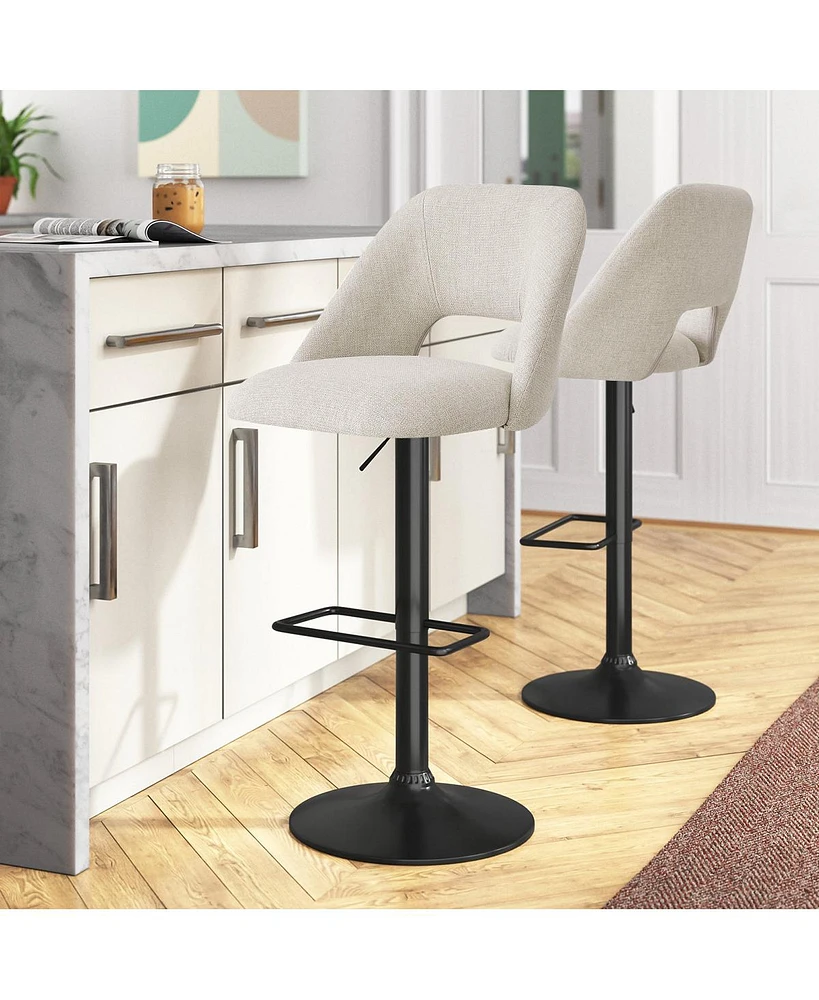 The Pop Home 360° Swivel Fabric Stool,Set Of 2 Adjustable Barstools-The