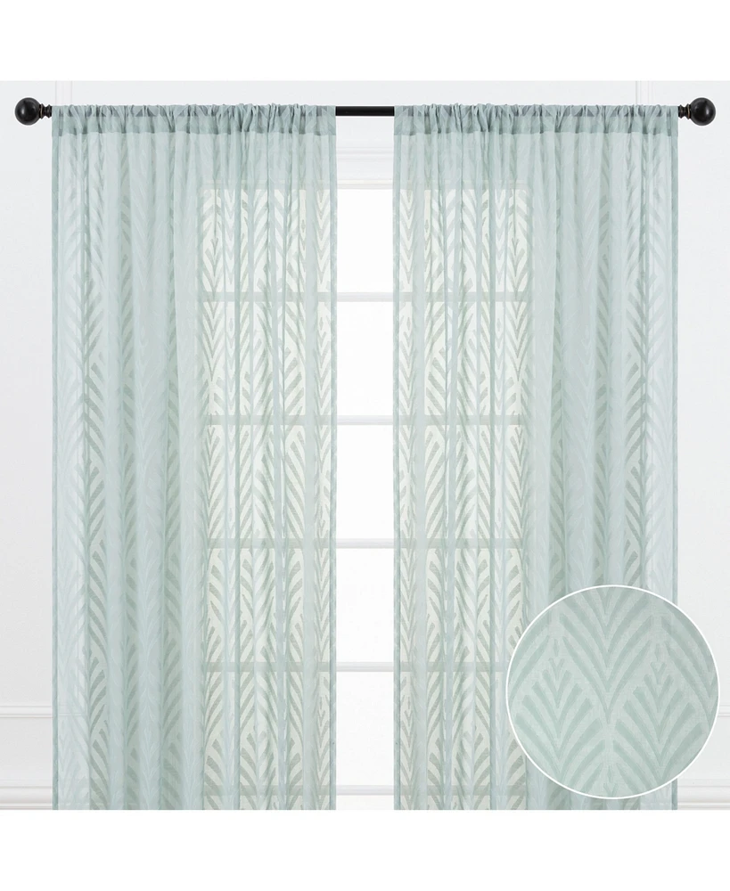 Chanasya Premium Quatrefoil Voile Sheer Curtains - 2-Panel Light Filtering for Living Room, Bedroom