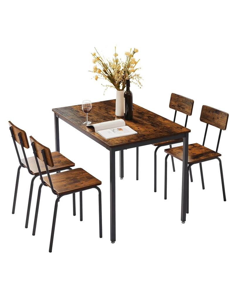 Slickblue 5-Piece Dining Table Set with Comfortable Chairs and Backrests for Stylish Dining Rooms