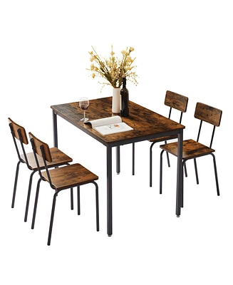 Slickblue 5-Piece Dining Table Set with Comfortable Chairs and Backrests for Stylish Dining Rooms