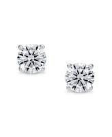 Bling Jewelry Round Solitaire Stud Earrings 4 Prong .925 Sterling Silver 6MM