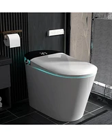 Lalahoo Smart Toilet Tankless Bidet Toilet, One Piece Auto Open Close Lid, Foot Sensor Heated Seat Warm Water Sprayer & Dryer, Remote and Knob Control