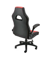 Elama High Back Adjustable Faux Leather Office Chair in Black and Red