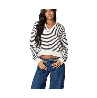 Edikted Women's Copenhagen Oversized Striped Sweater