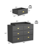 Homsee 6-Drawer Gray Wood Dressers Storage Organizer Cabinet