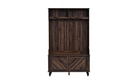 Slickblue 40-Inch Hall Tree with 4 Hooks, Coat Hanger, & Storage Bench: 3-in-1 Entryway Solution for Entrance & Hallway