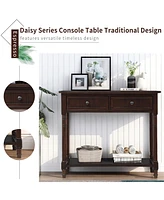 Slickblue Series Console Table Traditional Design with Two Drawers and Bottom Shelf