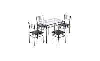 Slickblue Iron and Glass Dining Table Set Includes One Table and Four Chairs for Stylish Dining Experience