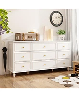 Homsee Modern Red Brown 9-Drawer Wooden hest of Drawers