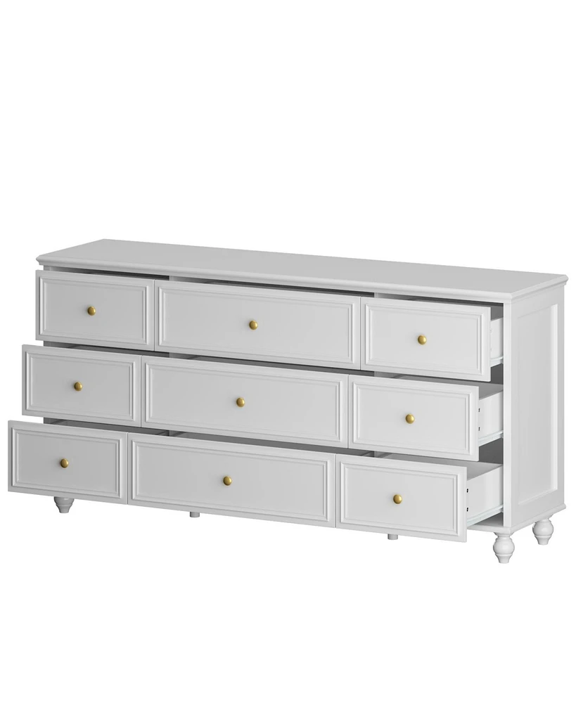 Homsee Modern Red Brown 9-Drawer Wooden hest of Drawers