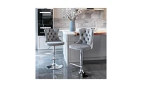 Adjustable Swivel Velvet Barstools with 25-33 Inch Seat Height for Modern Home or Kitchen
