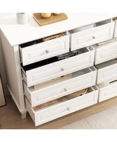 Homsee 9-Drawer Gray Wood Dresser Bedroom Storage Cabinet Modern Style