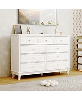 Homsee 9-Drawer Gray Wood Dresser Bedroom Storage Cabinet Modern Style