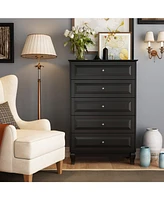 Homsee Black Wood Accent Storage Cabinets Organizer With 5 Drawers