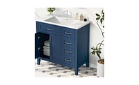 Slickblue Wall-Mounted Bathroom Vanity with White Ceramic Basin