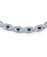 Bling Jewelry Art Deco Style Blue Cubic Zirconia Statement Collar Necklace For Women For Prom Silver Plated