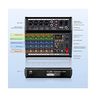 Pyle Compact 6-Channel Audio Mixer Pro Audio Interface with Multi-fx Processor