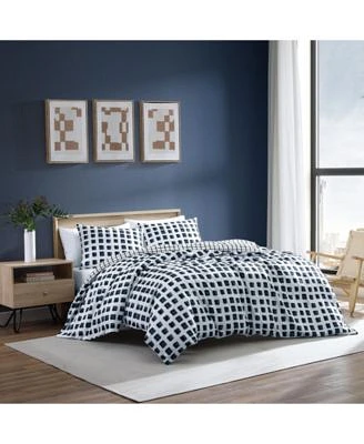 City Scene Urban Shibori Microfiber Blue 3 Piece Duvet Cover Set-King