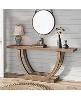 Tribesigns 63-Inch Wood Console Table with Geometric Base, 2