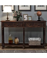 Slickblue Console Table Sofa Easy Assembly with Two Storage Drawers and Bottom Shelf for Living Room, Entryway