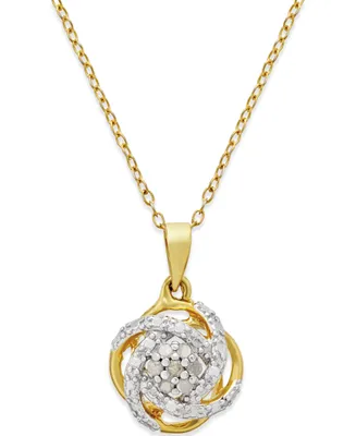 Diamond Love Knot 18" Pendant Necklace (1/10 ct. t.w.) 18k Gold-Plated Sterling Silver or