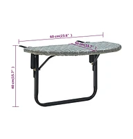 vidaXL Balcony Table Gray 23.6"x23.6"x15.7" Poly Rattan