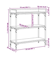 vidaXL Console Table with Shelves Black 29.5"x11.8"x31.5"