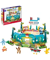 Pokemon Mega Training Stadium Building Toy Kit with 5 Action Figures, 1101 Pieces