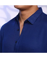 Men's Indigo Blue Solid Woven Shirt