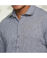 Campus Sutra Men's Ash Grey Geometric-Texture Shirt