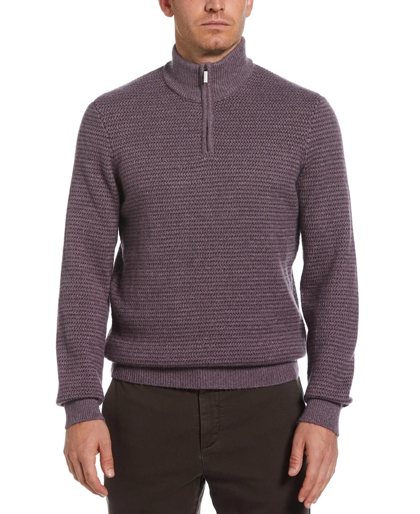 Perry Ellis Men's Textured Long Sleeve Quarter-Zip Sweater