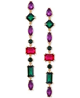 Guess Multicolor Crystal & Stone Linear Drop Earrings