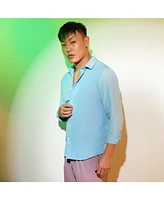 Men's Sky Blue Solid Basic Shirt