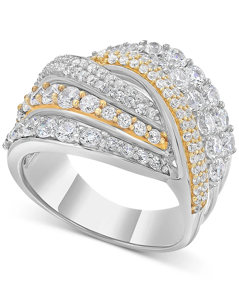 Diamond Multirow Crossover Cluster Ring (2 ct. tw) in 14k Two-Tone Gold