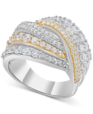 Diamond Multirow Crossover Cluster Ring (2 ct. tw) in 14k Two-Tone Gold