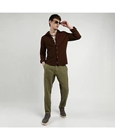 Campus Sutra Men's Chocolate Brown Ripple Box Shirt