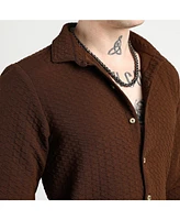 Campus Sutra Men's Chocolate Brown Ripple Box Shirt