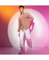 Men's Light Beige Textured Knit Shirt