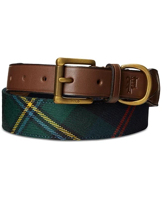 Polo Ralph Lauren Men's Leather-Trim Plaid Belt