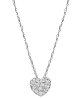 Diamond Heart Cluster 18" Pendant Necklace (1/3 ct. t.w.) in 10k White Gold