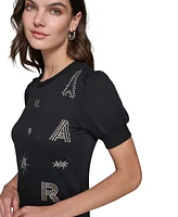 Karl Lagerfeld Paris Women's Embellished-Logo Dress