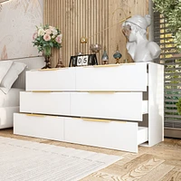 Homsee 6-Drawers White Paint Dresser Vanity Cabinet Organizer