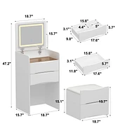 Homsee White Wood 3-Drawer Chest of Drawers with Flip-top Mirror