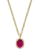 Kendra Scott Gold-Tone Pave-Framed Stone Pendant Necklace, 16" + 3" extender