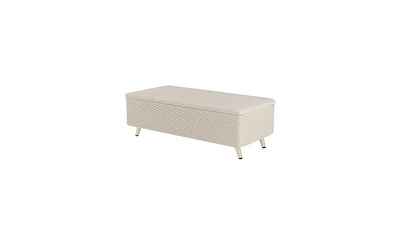 Slickblue Modern Corduroy Upholstered Ottoman with Metal Legs, Storage Bench for Bedroom,Living Room