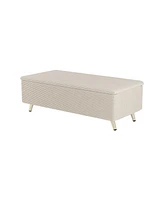 Slickblue Modern Corduroy Upholstered Ottoman with Metal Legs, Storage Bench for Bedroom,Living Room