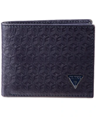 Men's Guess Cube Embossed Leather Wallet