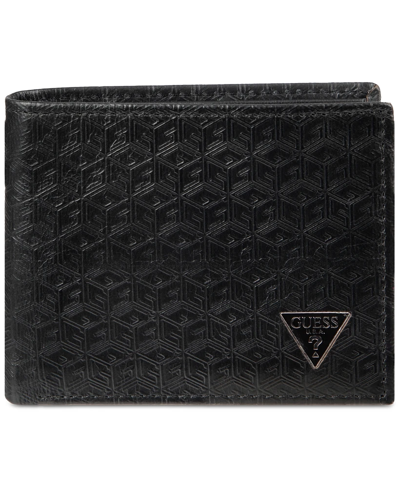 Men's Guess Cube Embossed Leather Wallet