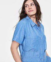 On 34th Women's Chambray Utility Romper, Created for Macy's