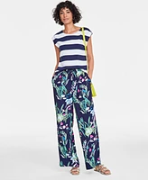 On 34th Women's Striped Extended-Sleeve Crewneck T-Shirt, Exclusively at Macy's